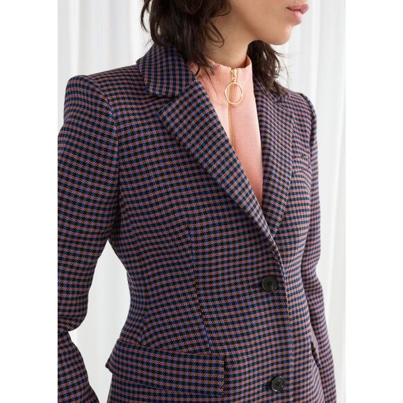 & Other Stories Houndstooth Hourglass Blazer Sz 0 - Picture 9 of 13